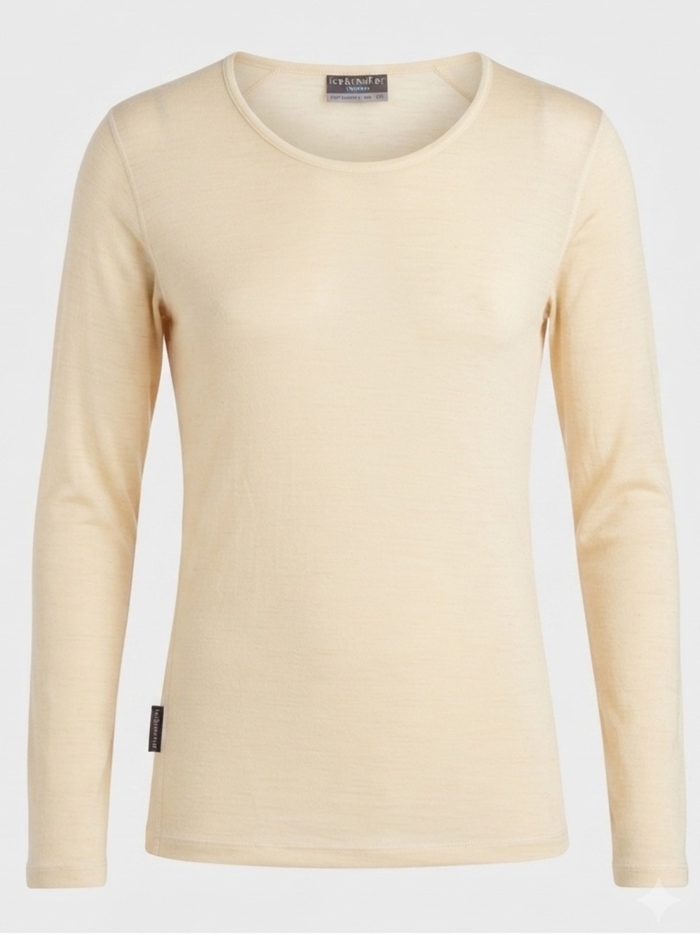 Icebreaker Skin 200 Merino Wool LS Shirt Cream Base Layer Crewneck Top XL